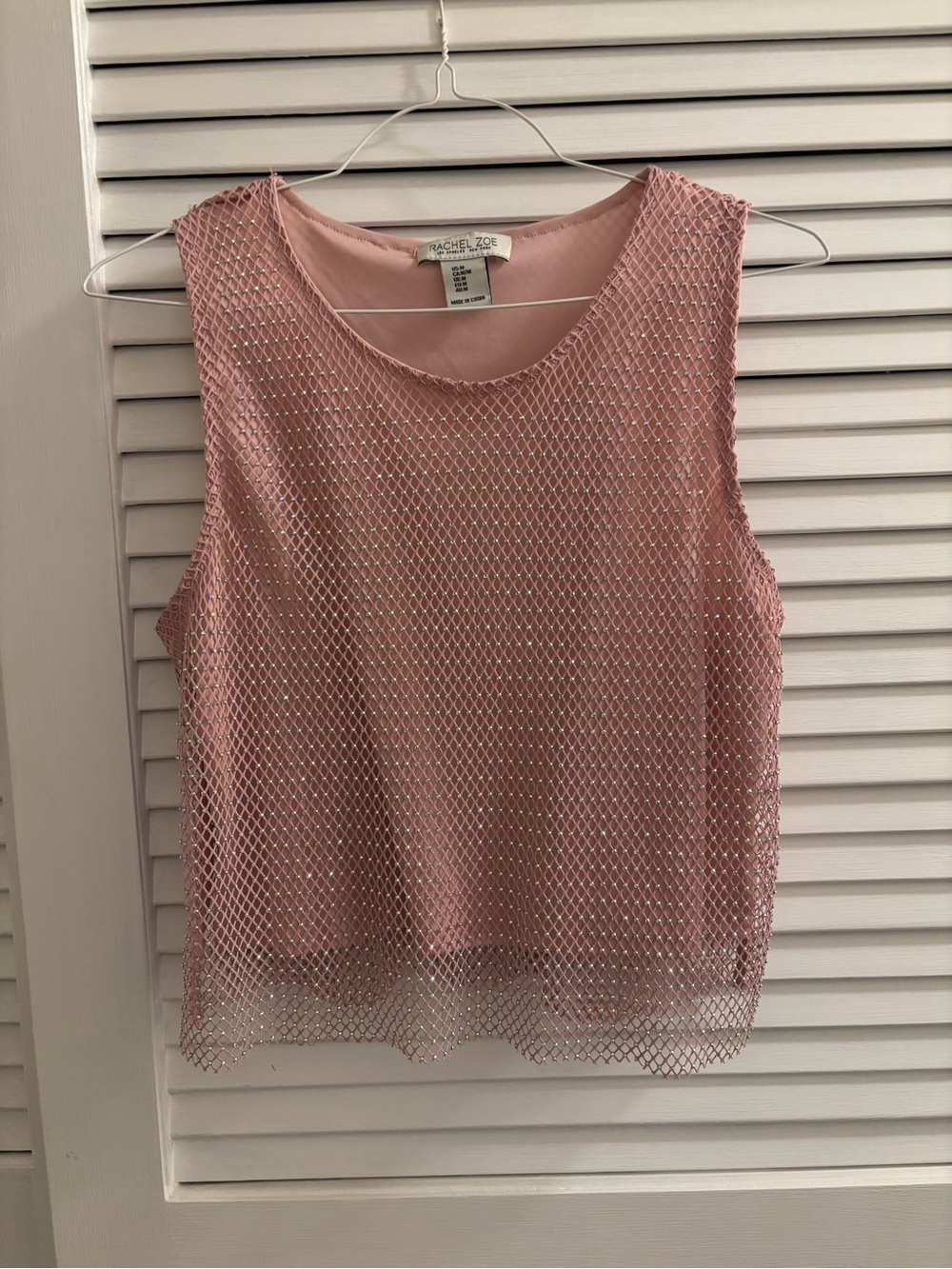 Rachel Zoe Dusty Pink Sleeveless Mesh Overlay Tank